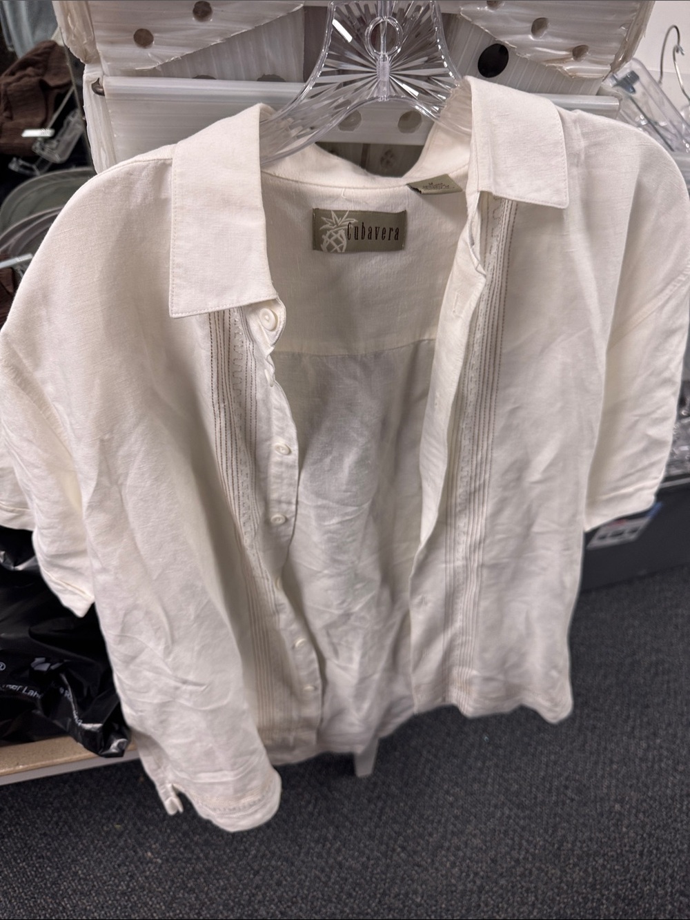Cubavera linen short sleeve button down M // 062548